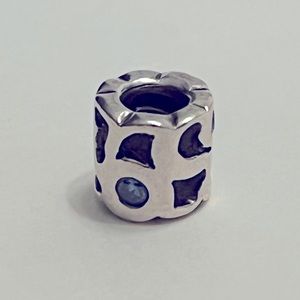 Retired Pandora Blue CZ Cut out Barrel Bead